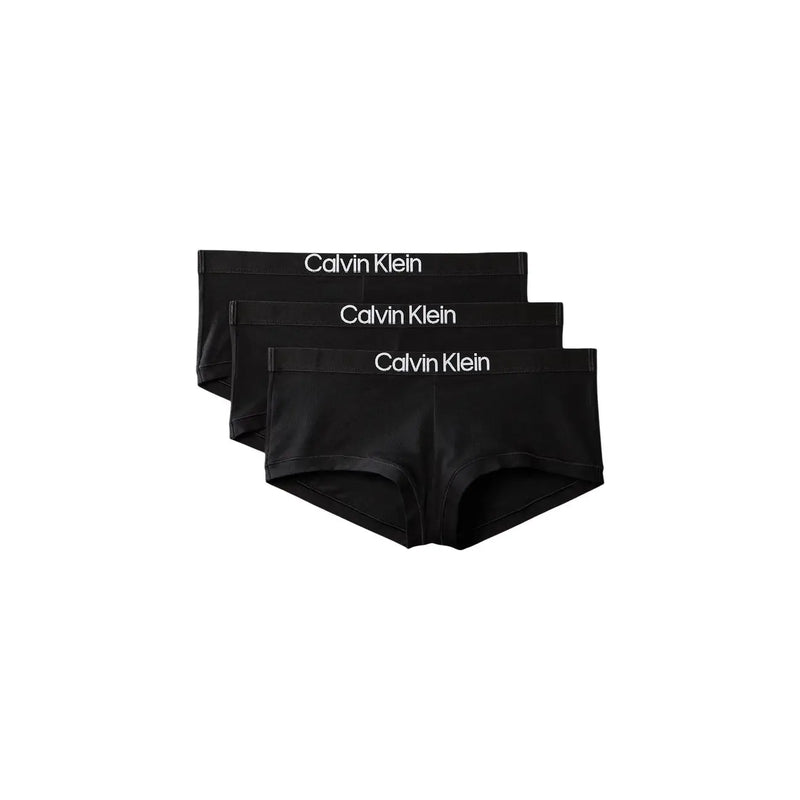 Black calvin klein women boyshort underwear with white logo trim made of cotton in a 3 pack