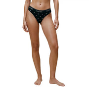 Black calvin klein women brazilian underwear cotton modal briefs with white logo waistband pattern shown from the back