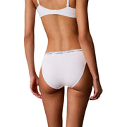White calvin klein high-waisted cotton briefs with elastic waistband and logo print in calvin klein women cotton bikini underwear black 3 pack