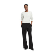 Calvin Klein women cotton knitwear white round neck sweatshirt with subtle embroidered logo and ribbed cuffs