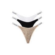 Set of three Calvin Klein women dipped cotton thong underwear in white black and beige leopard print colors