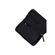 Calvin klein women emblem wallet black polyester with sleek zippered design and subtle stitching details