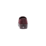 Calvin Klein women leather sneakers Bordeaux lace up in maroon suede with dark brown platform sole featuring ck logo