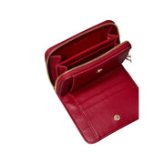 Calvin Klein women leather wallet red zip around with gold-toned zipper and hardware in size W11xH8cm