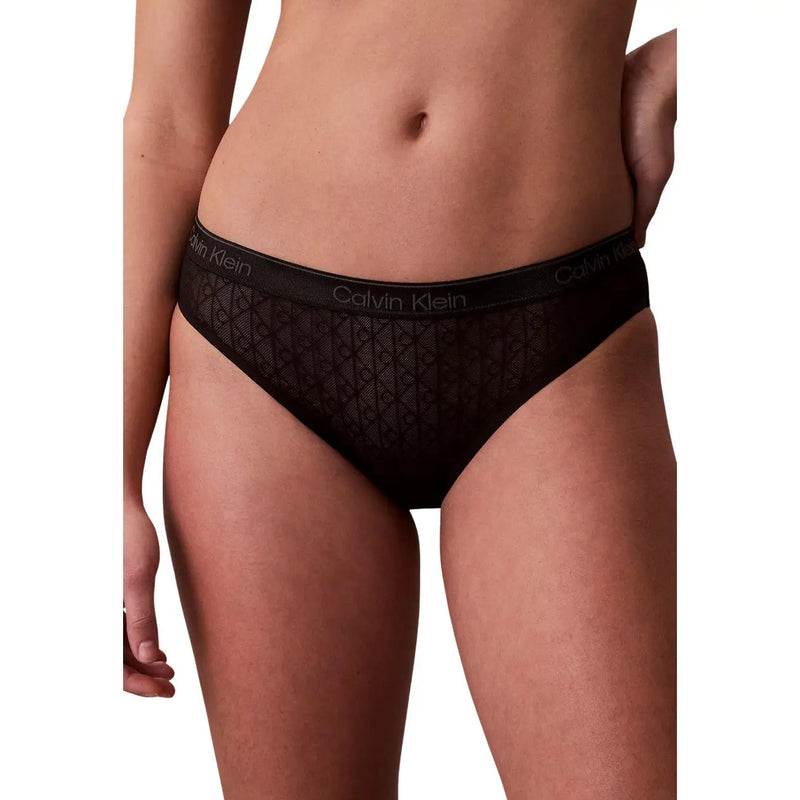 Black calvin klein lace-trimmed briefs with repeating logo waistband in polyamide for women light blue bikini underwear