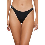 Black Calvin Klein bikini bottom with sleek minimalist design and signature logo band made of polyamide