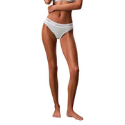 White Calvin Klein bikini bottom with subtle elastic waistband and logo print made of polyamide for women