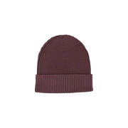 Calvin Klein women purple rib cotton beanie with a ribbed texture and folded cuff for cold weather wear