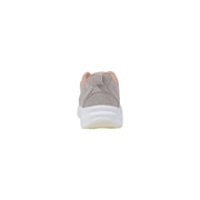 Calvin Klein women sneakers grey synthetic lace up with gray suede upper white rubber sole and peach inner lining