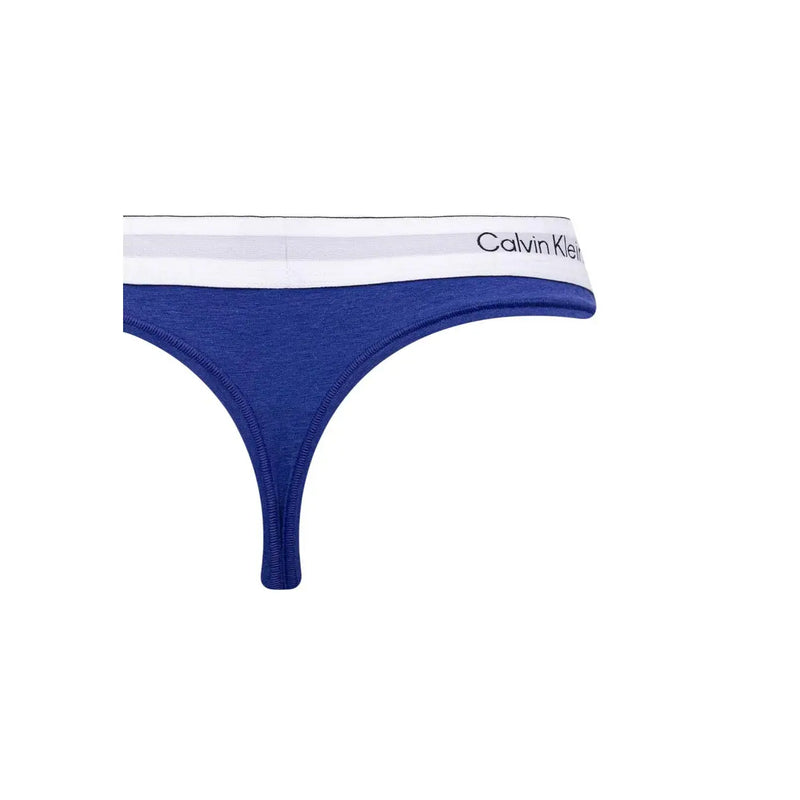 Blue Calvin Klein women thong with white logo waistband made of cotton modal in 2PK underwear set
