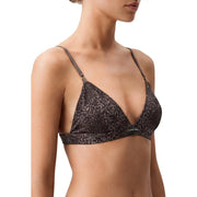A dark gray leopard-print calvin klein unlined triangle bra with thin straps for women underwear