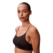 Black Calvin Klein unlined sports bra with thin straps and subtle logo band in cotton modal fabric