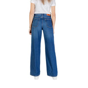 Calvin Klein womens blue high-rise wide-leg jeans back view
