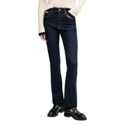 Calvin Klein women’s blue cotton jeans in dark indigo with straight-leg cut and classic five-pocket design for fall winter