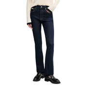 Calvin Klein women’s blue cotton jeans in dark indigo with straight-leg cut and classic five-pocket design for fall winter