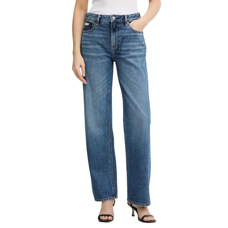 Calvin Klein womens light blue straight-leg five-pocket denim jeans