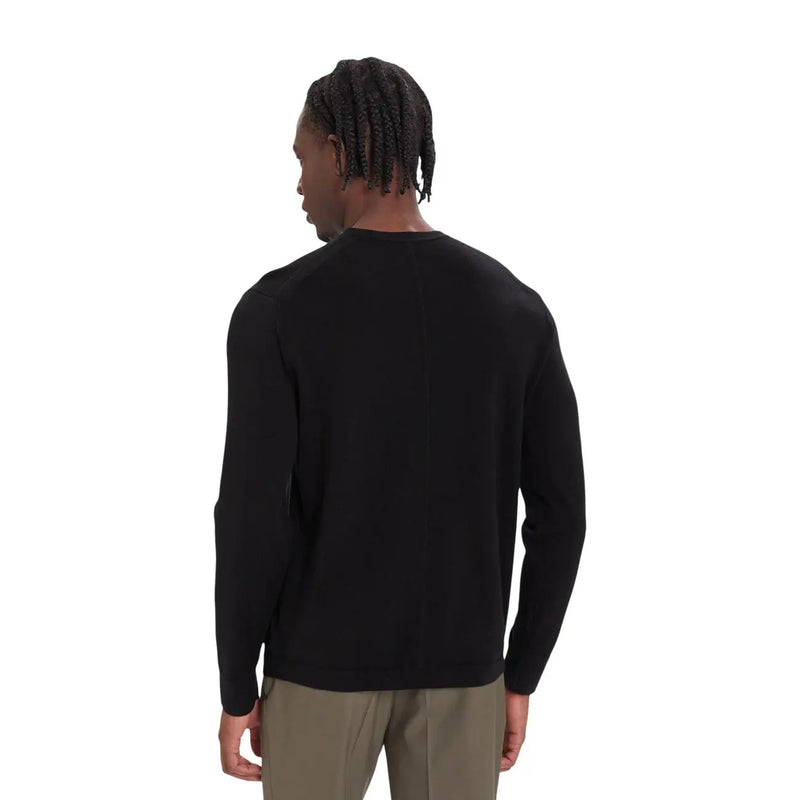Calvin Klein Schwarzer Wollpullover für Herren mit langen Ärmeln und Rundhalsausschnitt, Vorderansicht