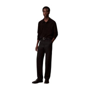 Calvin Klein wool sweater for men in black with subtle embroidered logo on chest, front view