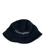 Champion women’s black bucket hat with plush textured fabric and embroidered logo from fall winter collection