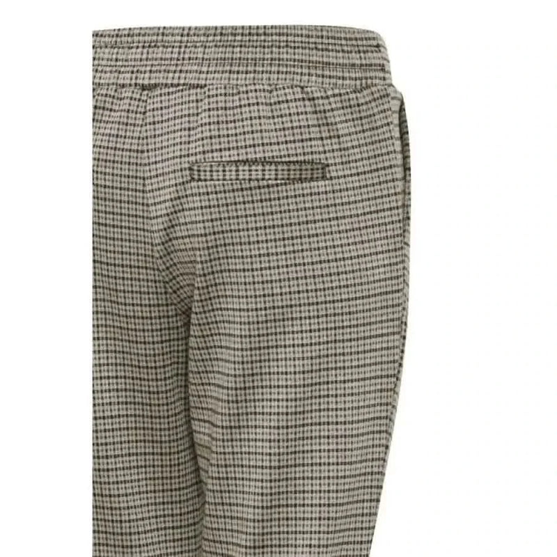 Checkered houndstooth trousers with elastic waistband and back pocket - Ichi Women Trousers