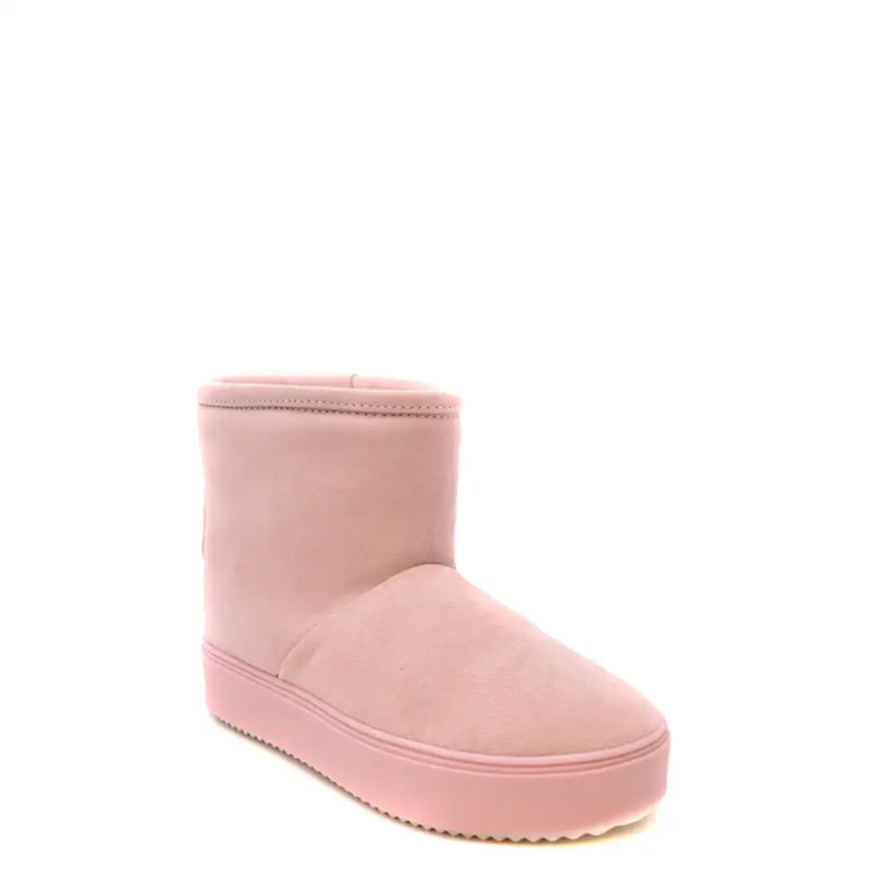 Chiara Ferragni pink suede slip-on ankle boot with chunky platform sole