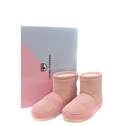 Chiara ferragni pink slip on ankle boots in pink suede with plush interior and platform sole for women
