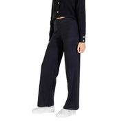 Black wide-leg Choral women trousers in viscose blend with smooth stretchy fabric and subtle side seam detailing for fall winter