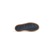 Blaue Herren-Mokassins von Clarks aus Leder, Freizeitschuhe mit dunkelgrauer Gummisohle und hellbraunem, strukturiertem Rand