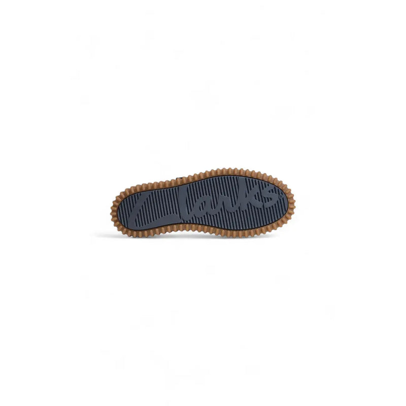 Blaue Herren-Mokassins von Clarks aus Leder, Freizeitschuhe mit dunkelgrauer Gummisohle und hellbraunem, strukturiertem Rand
