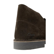 Clarks men brown leather ankle boots in dark brown suede with contrasting grey rubber sole