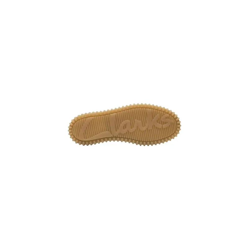Tan rubber sole with textured grip and embossed clarks logo on clarks men slip on shoes green fabric lightweight 26186160