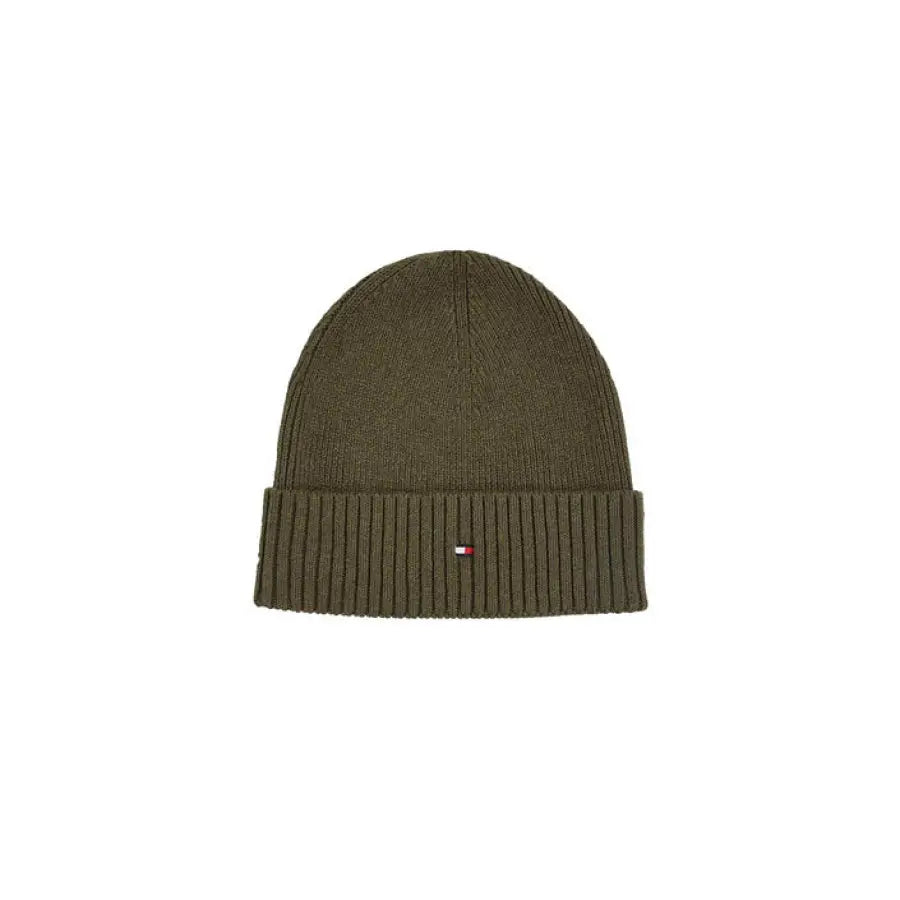 
                      
                        Tommy Hilfiger men’s olive rib beanie, a must-have fall winter product.
                      
                    