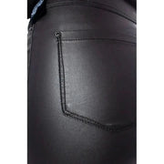 Close-up of black leather pants pocket with stitching, Only - Only Women Jeans