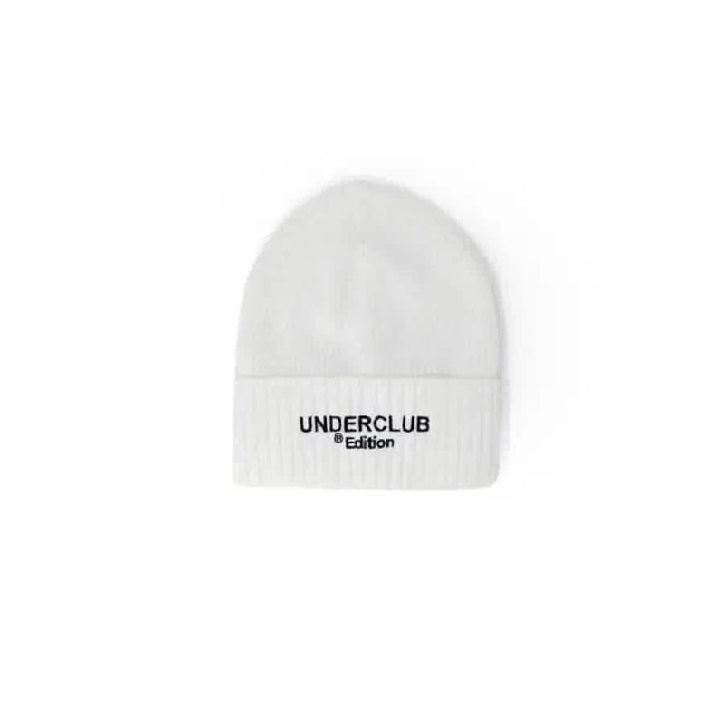 White Un Club beanie showcased, epitomizing urban city style and urban style clothing