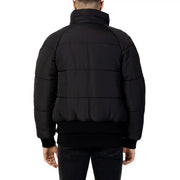 Cnc Costume National men black cotton quilted puffer jacket with high collar and ribbed cuffs