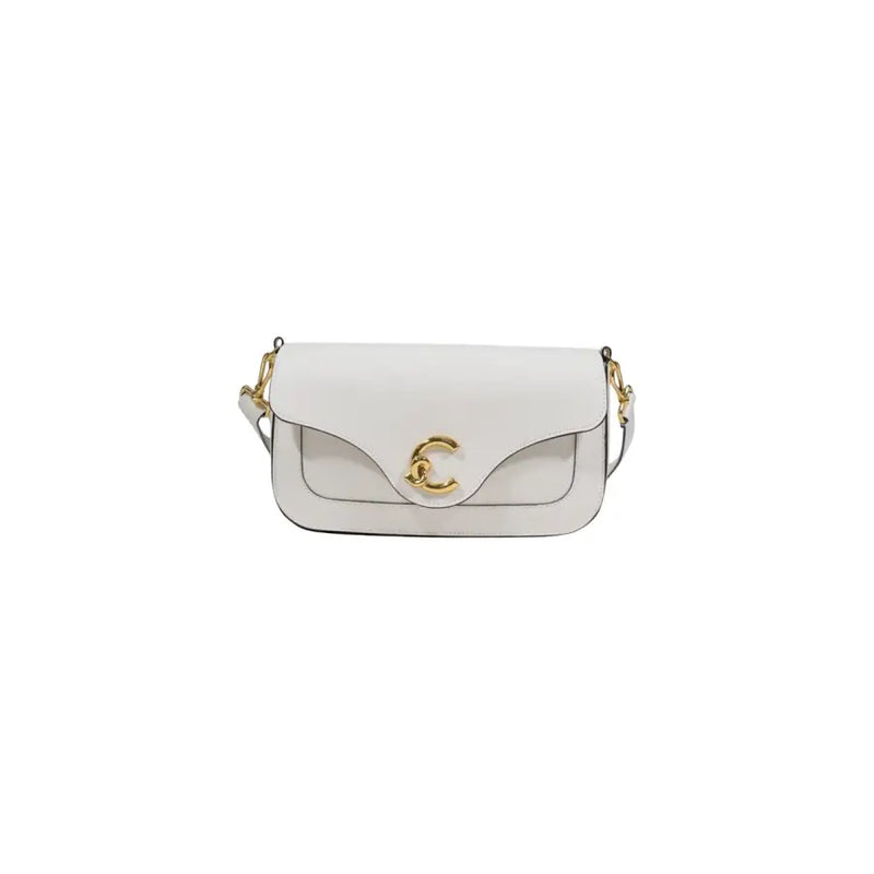 White Coccinelle leather crossbody bag with gold cc logo clasp