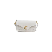 White Coccinelle leather crossbody bag with gold cc logo clasp