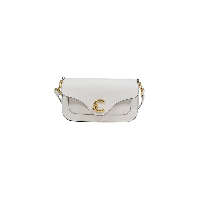 White Coccinelle leather crossbody bag with gold cc logo clasp