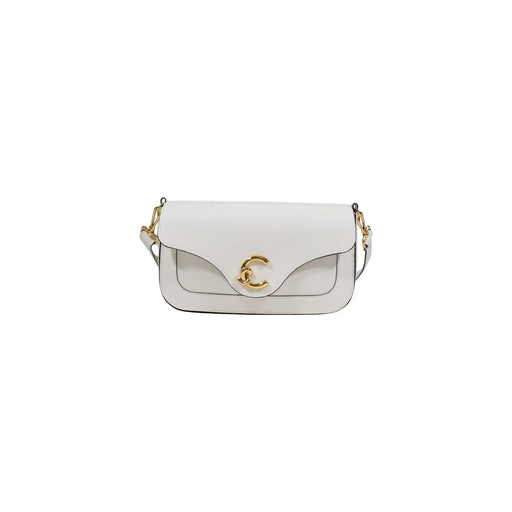 White Coccinelle leather crossbody bag with gold cc logo clasp