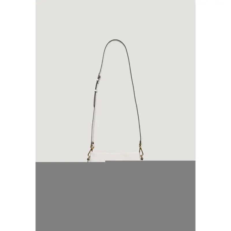 Coccinelle white leather crossbody bag with black shoulder strap and gold-tone hardware for everyday use