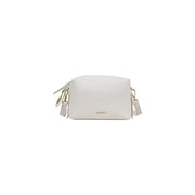 Coccinelle white leather shoulder bag with zip pocket featuring a sleek minimalist design and gold-tone hardware accents