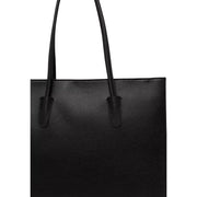 Black pebbled leather tote bag with structured handles by Coccinelle women W40.5 in classic black color