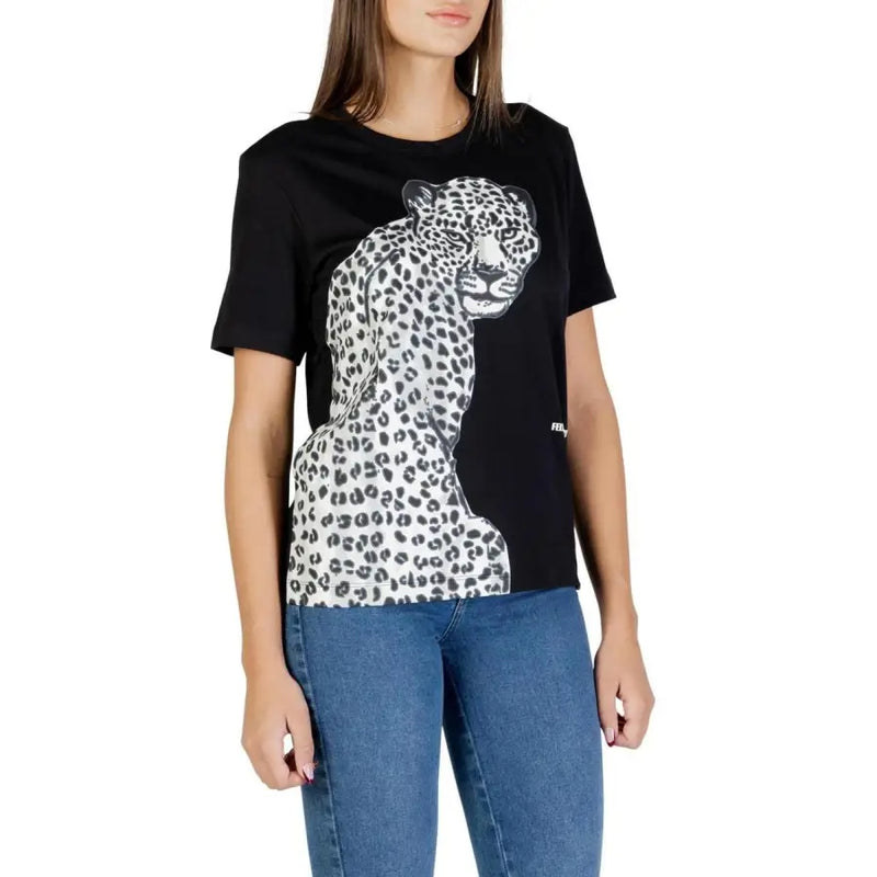 Colcci Women Black Print Short Sleeve Round Neck T-shirt