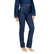 Colcci women blue denim jeans with a straight-leg cut and classic five-pocket design from fall winter collection