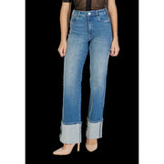 Colcci women jeans blue cotton slim fit high-waisted denim trousers with rolled cuffs and straight-leg cut