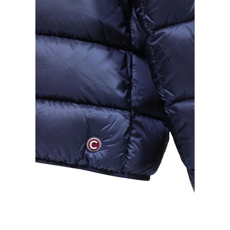 Doudoune Colmar Originals pour homme, bleu marine foncé, avec surpiqûres matelassées et logo circulaire (vue de face).