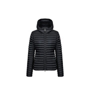 Veste matelassée à capuche noire pour femme Colmar Originals, en nylon, au design moderne et élégant, avec un logo discret sur la manche.