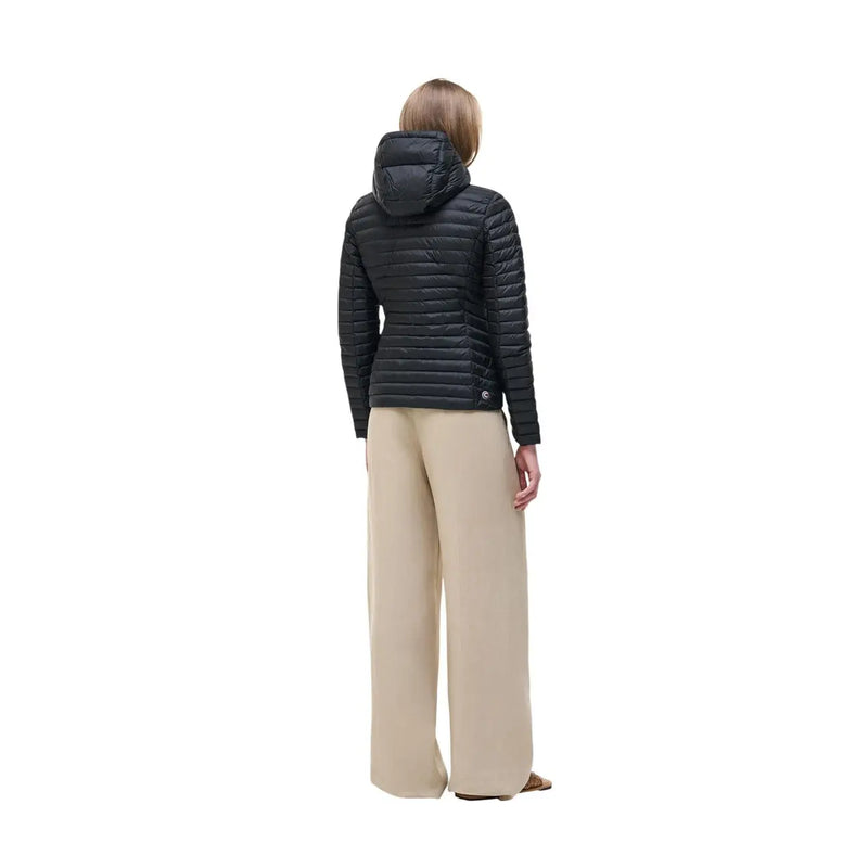 Doudoune matelassée noire en nylon avec capuche de Colmar Originals pour femme, vue de dos
