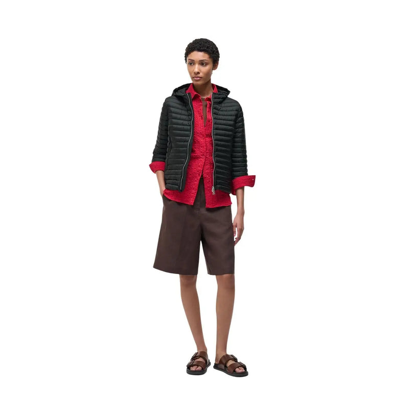 Colmar Originals women black nylon quilted puffer jacket with red inner lining and rolled-up sleeves