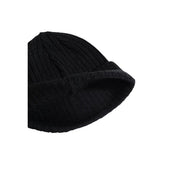 Columbia cap ribbed knit beanie for men in black with folded brim, front view
